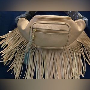 NWT Nude fringed faux leather strap crossbody